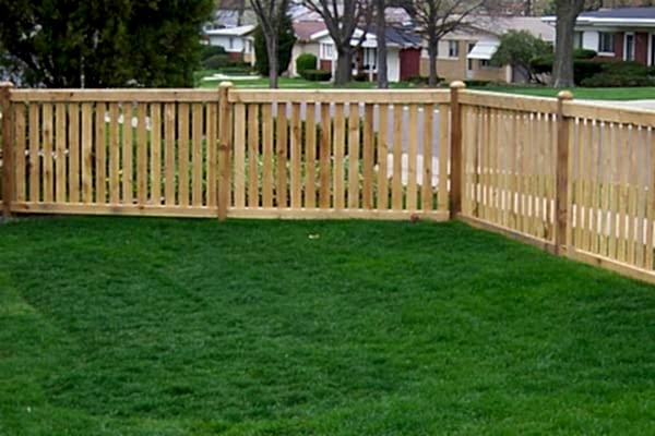 lawn with wood fence